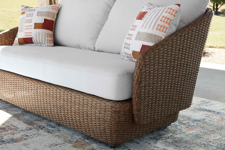 Double Point Beige Outdoor Seating Set by Ashley at Eve Furniture