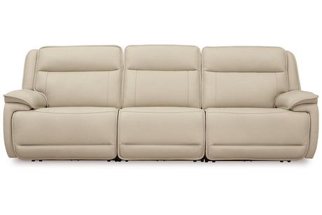 Double Deal Almond 3-Piece Dual Power Leather Reclining Modular Sofa by Ashley at Eve Furniture
