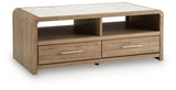 Dovander White/Natural Coffee Table by Ashley at Eve Furniture
