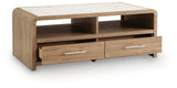 Dovander White/Natural Coffee Table by Ashley at Eve Furniture