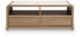 Dovander White/Natural Coffee Table by Ashley at Eve Furniture