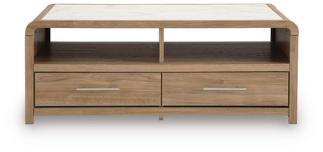 Dovander White/Natural Coffee Table by Ashley at Eve Furniture