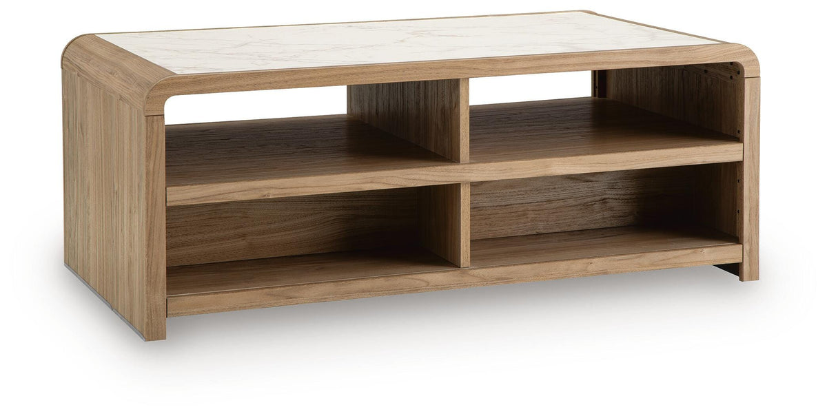 Dovander White/Natural Coffee Table by Ashley at Eve Furniture