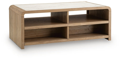Dovander White/Natural Coffee Table by Ashley at Eve Furniture