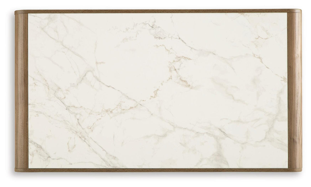 Dovander White/Natural Coffee Table by Ashley at Eve Furniture