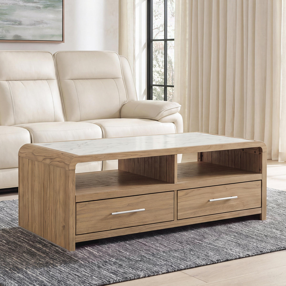 Dovander White/Natural Coffee Table by Ashley at Eve Furniture