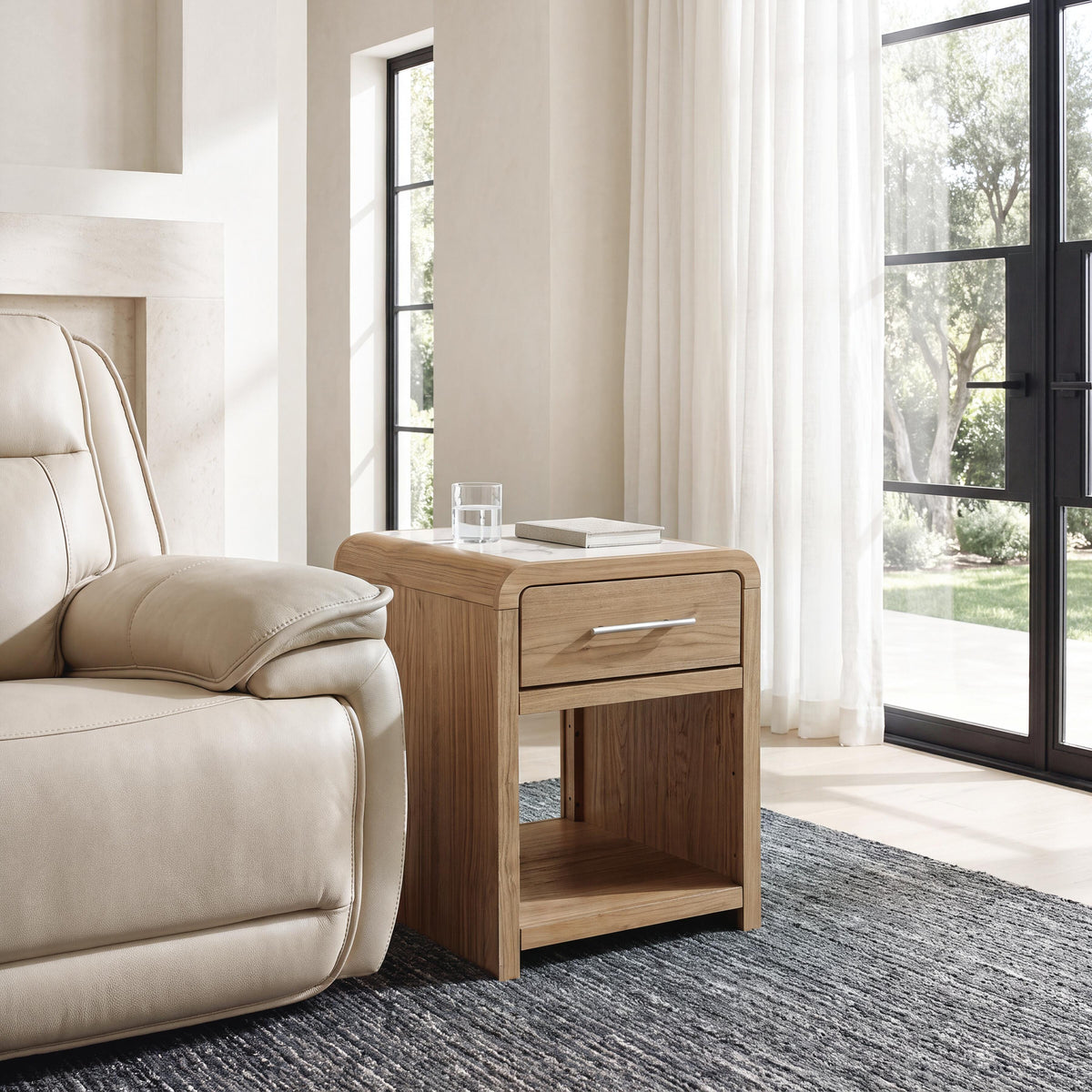 Dovander White/Natural Rectangular End Table by Ashley at Eve Furniture