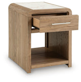 Dovander White/Natural Rectangular End Table by Ashley at Eve Furniture