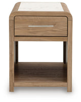 Dovander White/Natural Rectangular End Table by Ashley at Eve Furniture