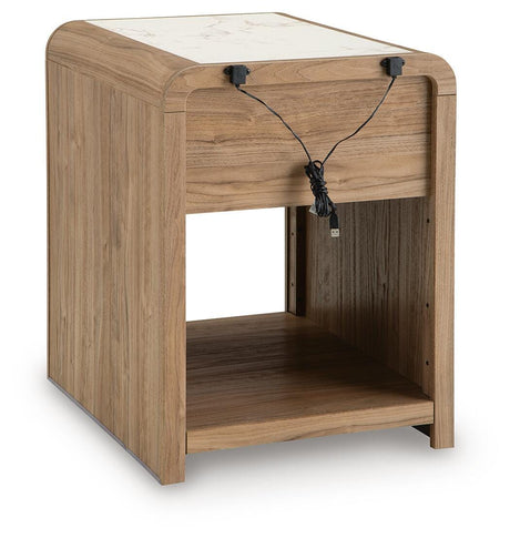 Dovander White/Natural Rectangular End Table by Ashley at Eve Furniture