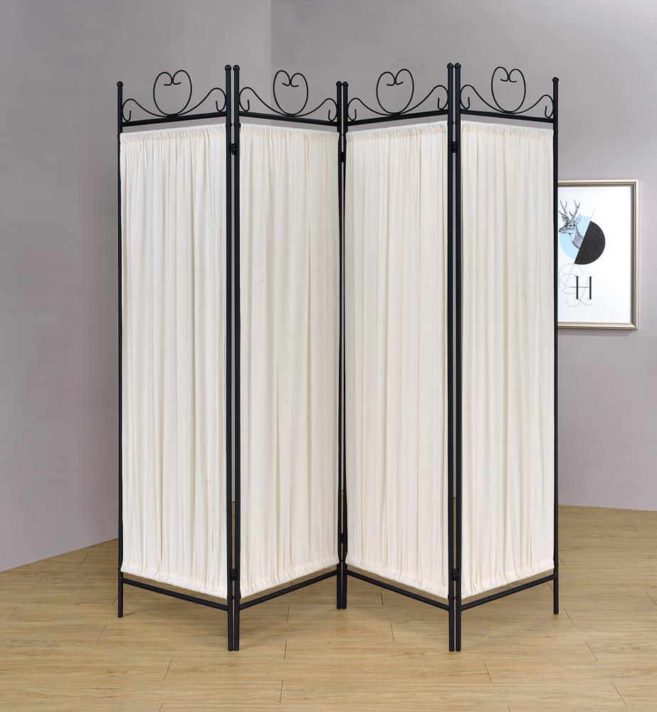 Dove 4-Panel Folding Screen Beige/Black