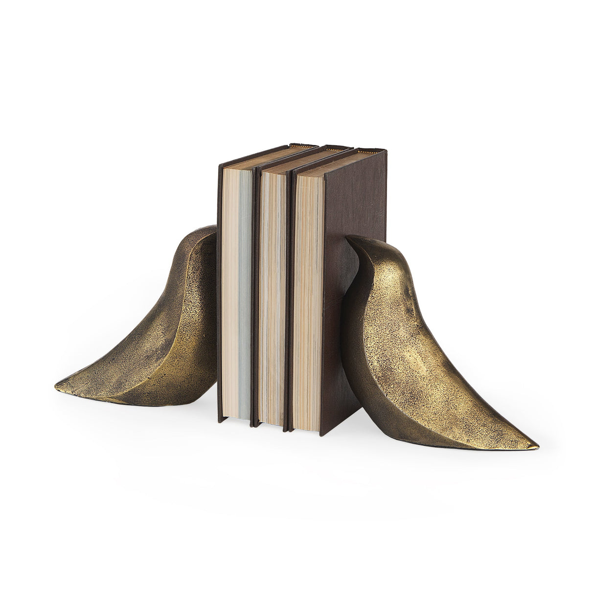 Dover (Set of 2) 15L x 4W Gold Aluminum Dove Bookends by Mercana at Eve Furniture