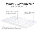 Down Alternative White Full 3" Mattress Topper by Malouf at Eve Furniture