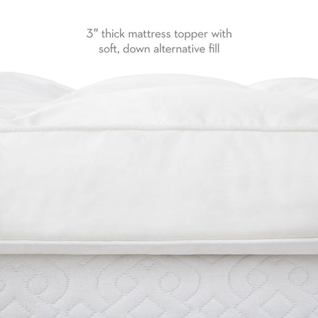 Down Alternative White Twin XL 3" Mattress Topper by Malouf at Eve Furniture