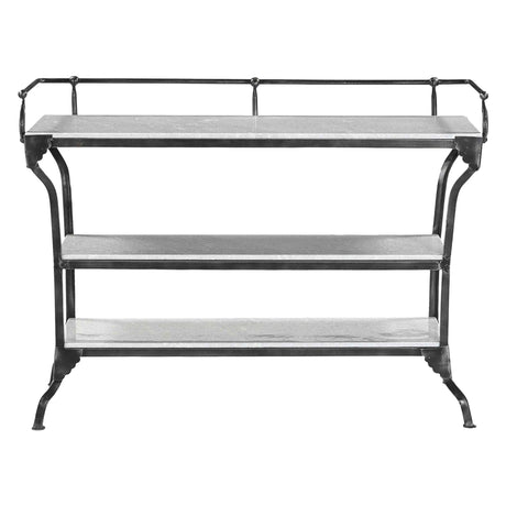Downey 50" Console Table with White Marble and Black Metal Base by Home Trends & Design at Eve Furniture