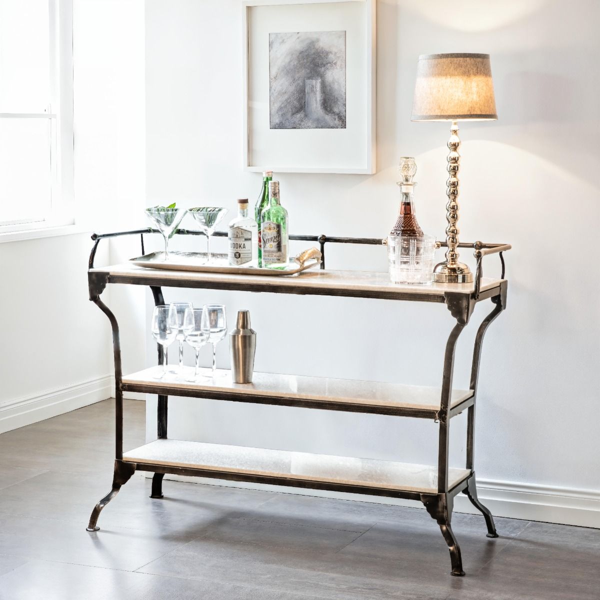 Downey 50" Console Table with White Marble and Black Metal Base by Home Trends & Design at Eve Furniture
