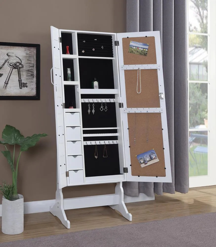 Doyle White Jewelry Cheval Mirror with Picture Frames by Coaster at Eve Furniture