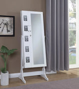 Doyle White Jewelry Cheval Mirror with Picture Frames by Coaster at Eve Furniture
