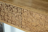 Draco Natural Console Table with Hand Carved Drawers