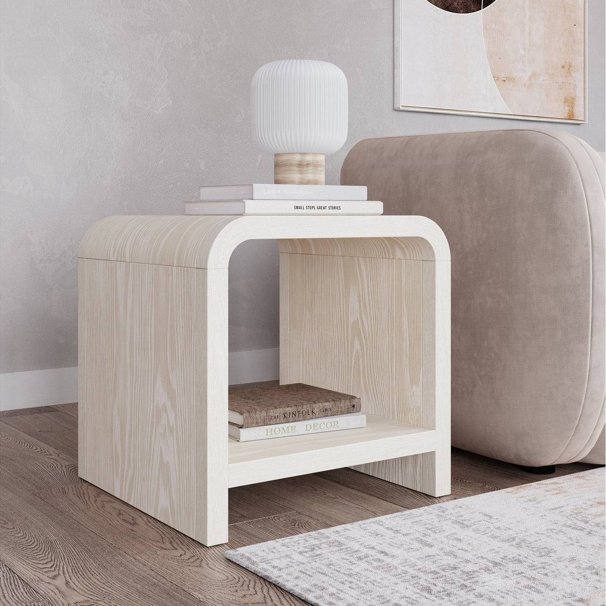 Drake Ash Wood Side Table in Sugar - Eve Furniture