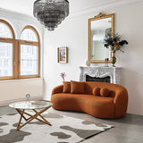 Drake Burnt Orange Japandi Style Curvy Boucle Sofa by Ashcroft Furniture at Eve Furniture