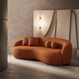 Drake Burnt Orange Japandi Style Curvy Boucle Sofa by Ashcroft Furniture at Eve Furniture