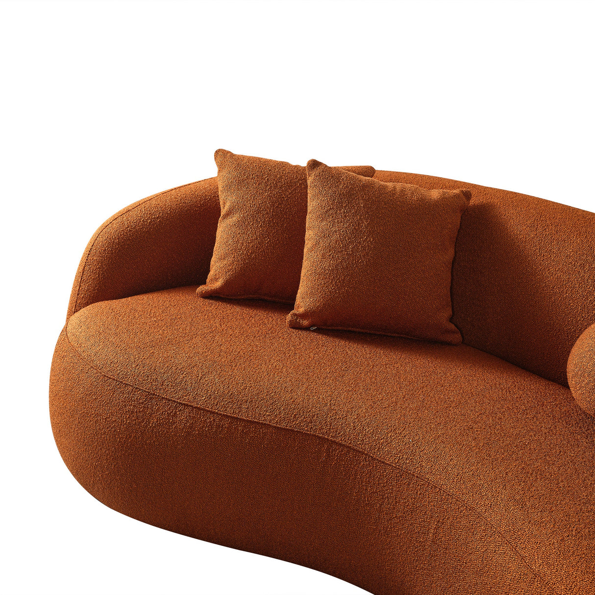 Drake Burnt Orange Japandi Style Curvy Boucle Sofa by Ashcroft Furniture at Eve Furniture