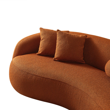 Drake Burnt Orange Japandi Style Curvy Boucle Sofa by Ashcroft Furniture at Eve Furniture