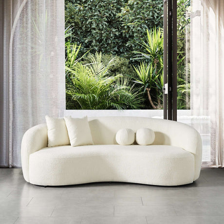 Drake Japandi Style Curvy Boucle Sofa by Ashcroft Imports at Eve Furniture