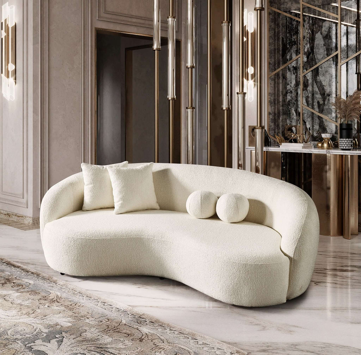 Drake Japandi Style Curvy Boucle Sofa by Ashcroft Imports at Eve Furniture