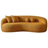Drake Japandi Style Curvy Boucle Sofa Dark Yellow