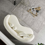 Drake Japandi Style Curvy Boucle Sofa Ivory