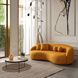 Drake Japandi Style Curvy Gold Boucle Sofa by Ashcroft Furniture at Eve Furniture