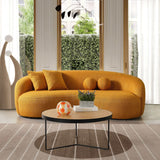 Drake Japandi Style Curvy Gold Boucle Sofa by Ashcroft Furniture at Eve Furniture