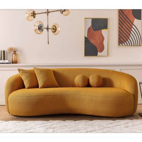 Drake Japandi Style Curvy Gold Boucle Sofa by Ashcroft Furniture at Eve Furniture