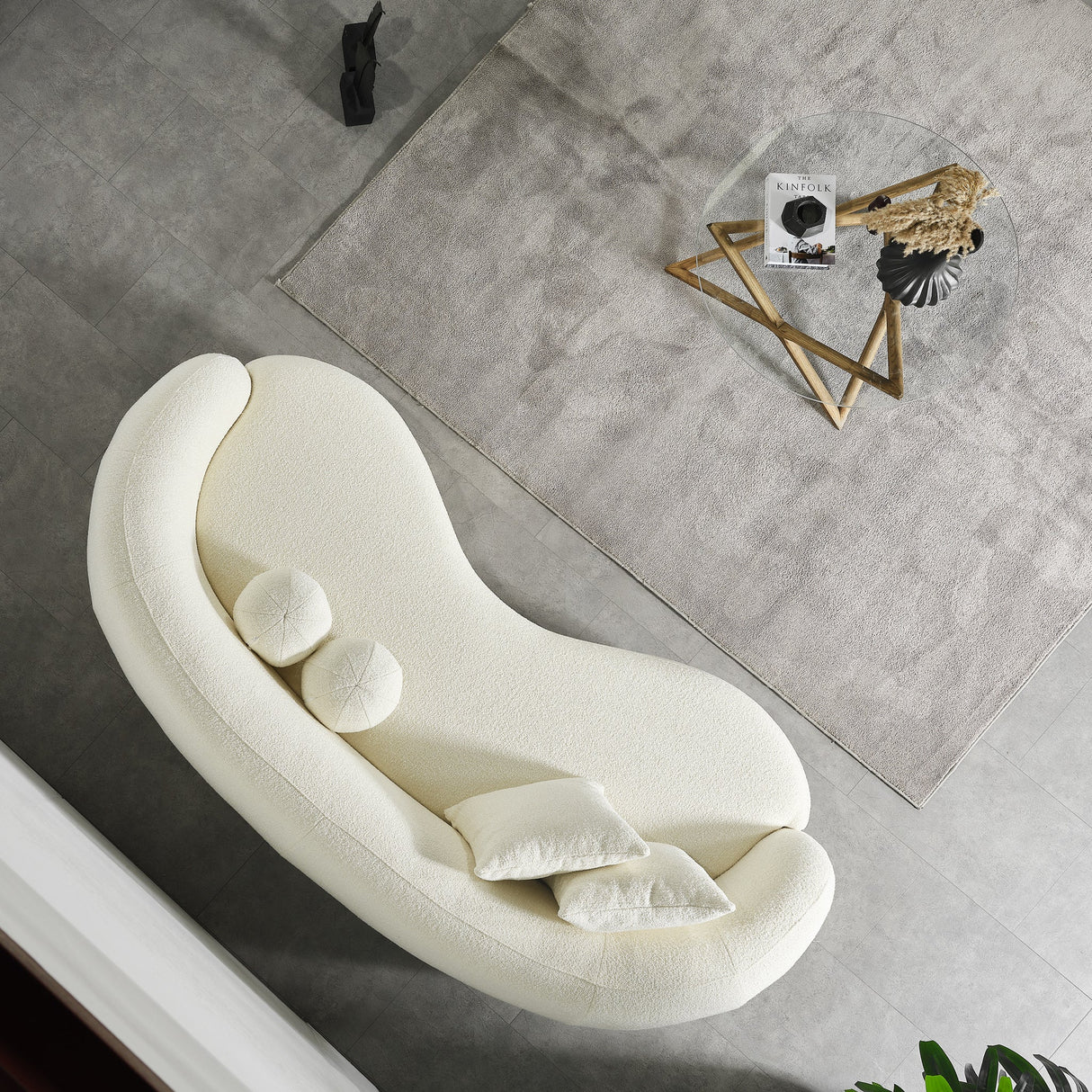 Drake Japandi Style Curvy Ivory Boucle Sofa by Ashcroft Furniture at Eve Furniture