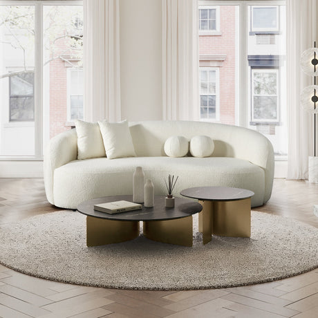 Drake Japandi Style Curvy Ivory Boucle Sofa by Ashcroft Furniture at Eve Furniture
