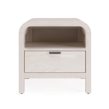 Drake One Drawer One Shelf USB-Charging Nightstand in Sugar by Modus Furniture at Eve Furniture