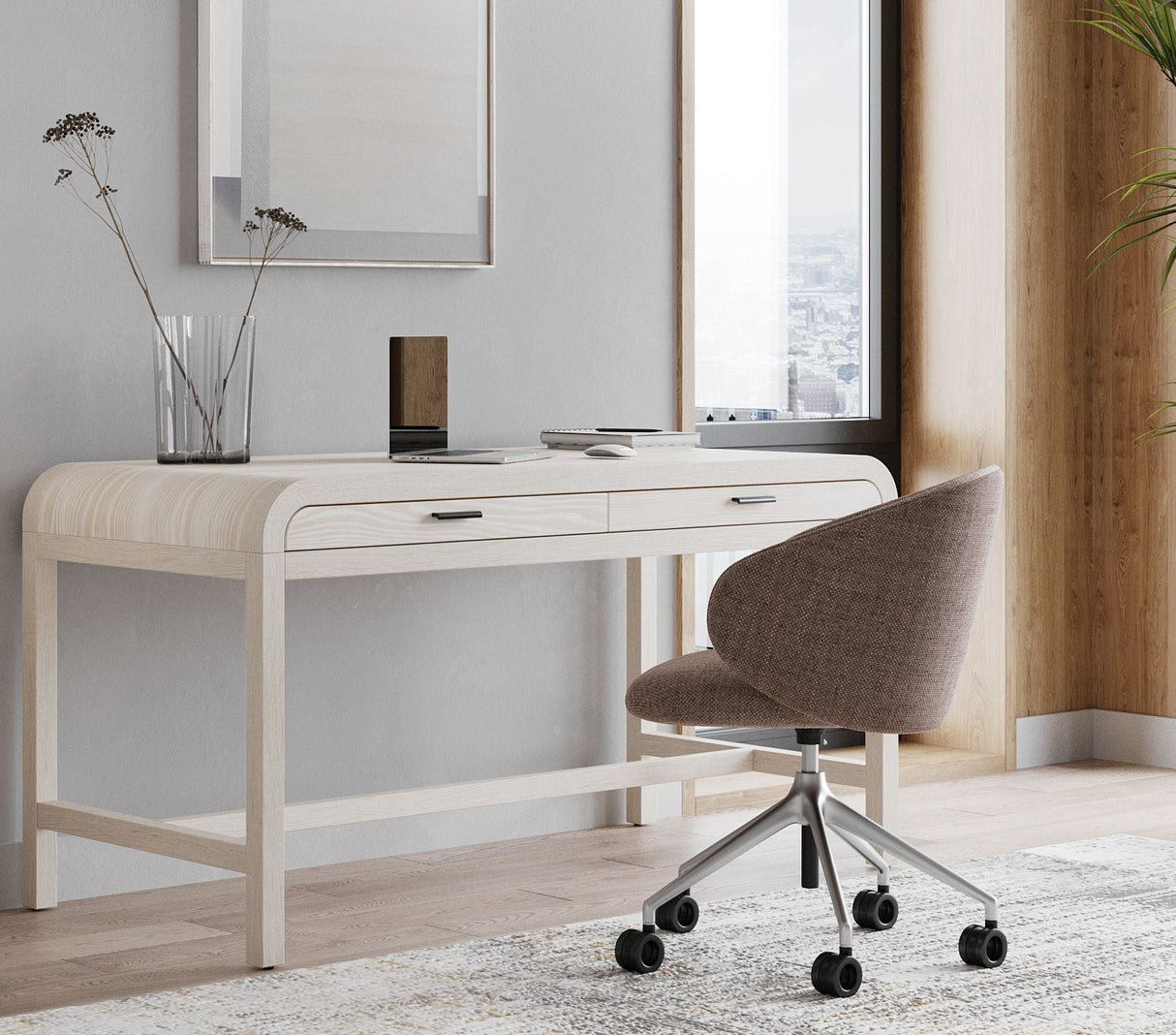 Drake Two Drawer Writing Desk in Sugar by Modus Furniture at Eve Furniture