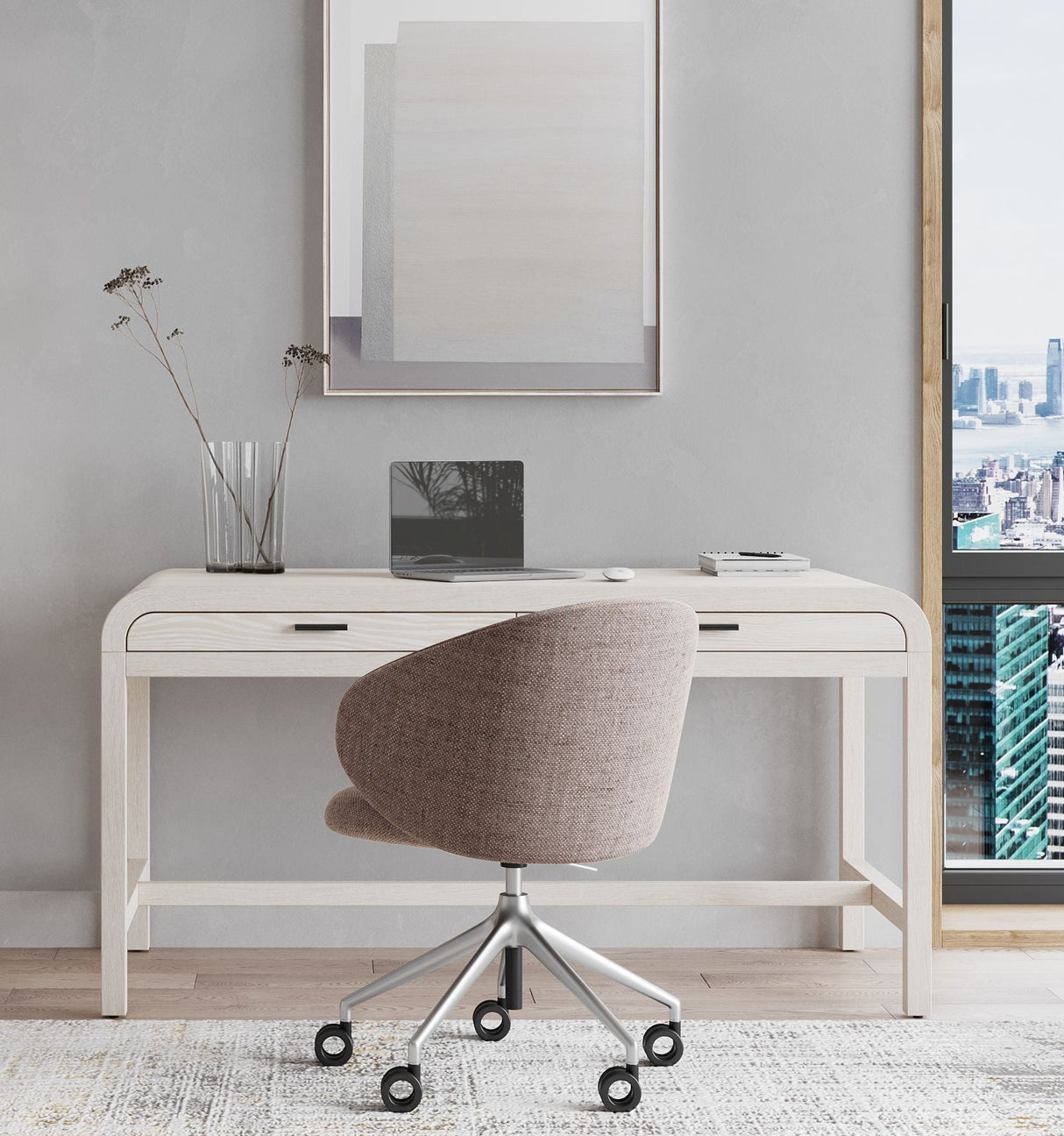 Drake Two Drawer Writing Desk in Sugar by Modus Furniture at Eve Furniture