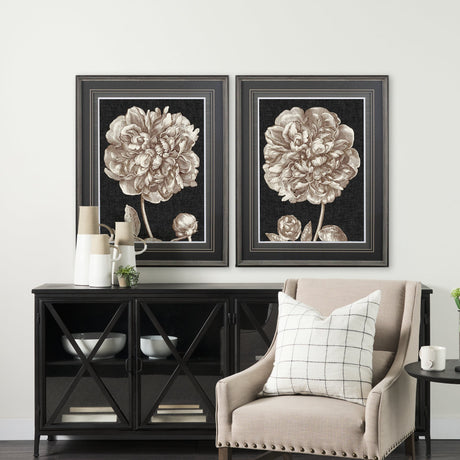 Dramatic Peony II by Vision Studio a Hand Embellished Textured Framed Art Print Matted under Glass by Mercana at Eve Furniture