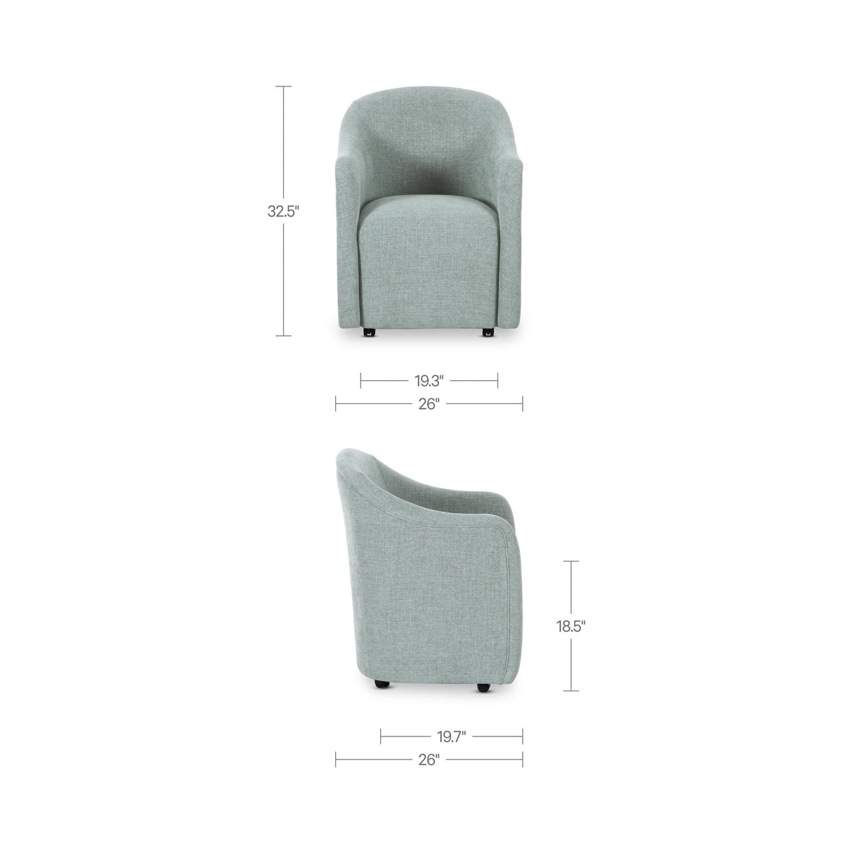 Drava Light Blue Rolling Dining Chair by MOES at Eve Furniture