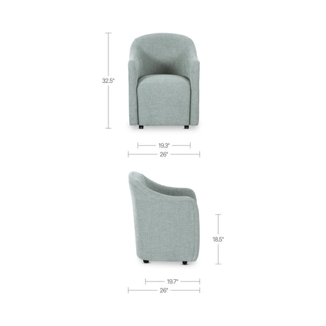 Drava Light Blue Rolling Dining Chair by MOES at Eve Furniture