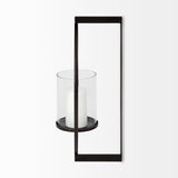 Drax 22"H Black Metal Wall Candle Holder by Mercana at Eve Furniture
