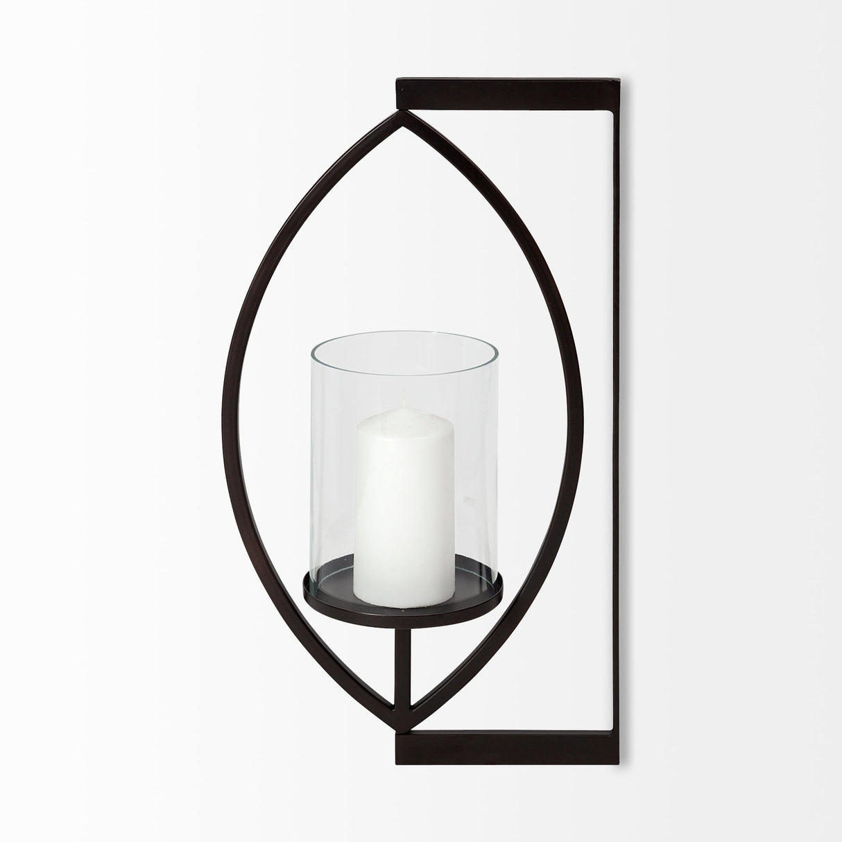 Drax 22"H Black Metal Wall Candle Holder by Mercana at Eve Furniture
