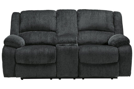 Draycoll Slate Manual Reclining Loveseat with Console by Ashley at Eve Furniture