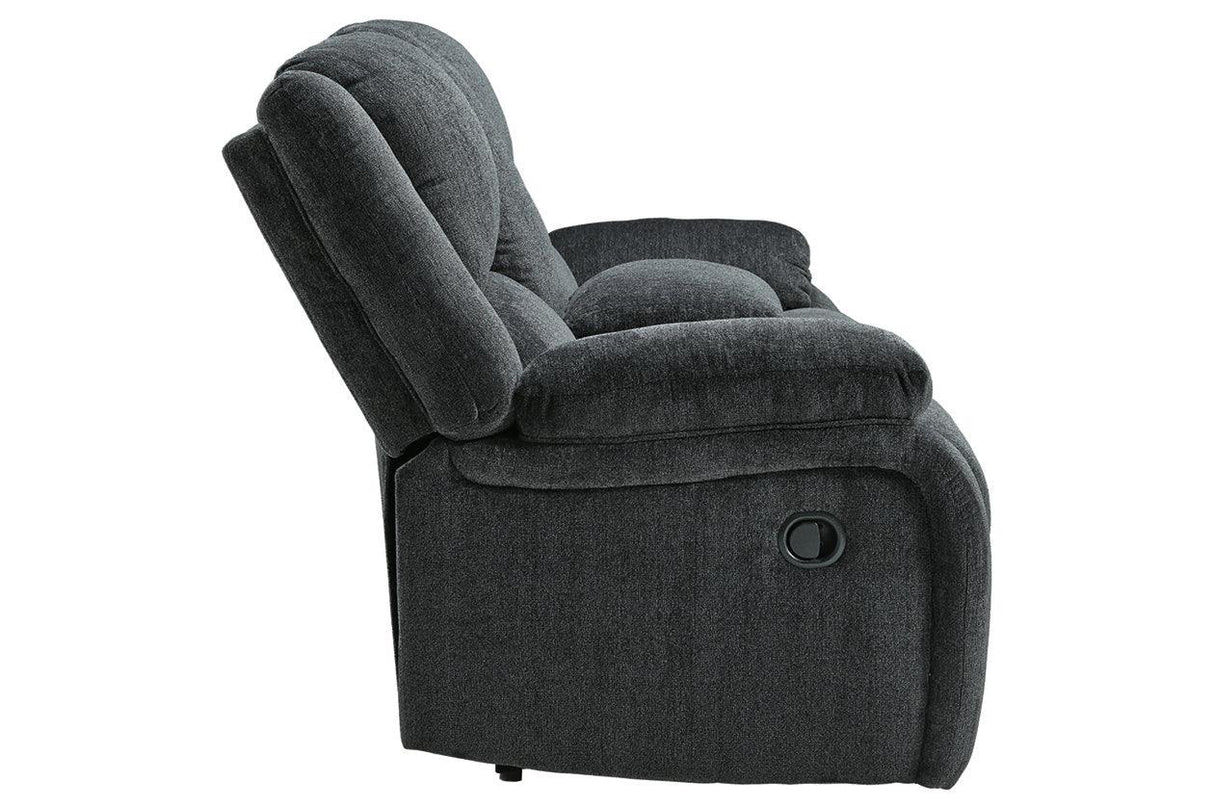 Draycoll Slate Manual Reclining Loveseat with Console by Ashley at Eve Furniture