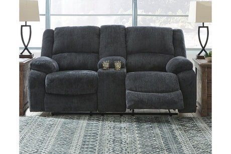 Draycoll Slate Manual Reclining Loveseat with Console by Ashley at Eve Furniture
