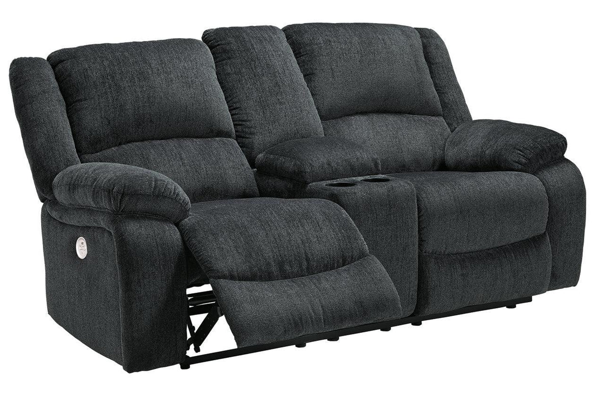 Draycoll Slate Power Reclining Loveseat with Console by Ashley at Eve Furniture