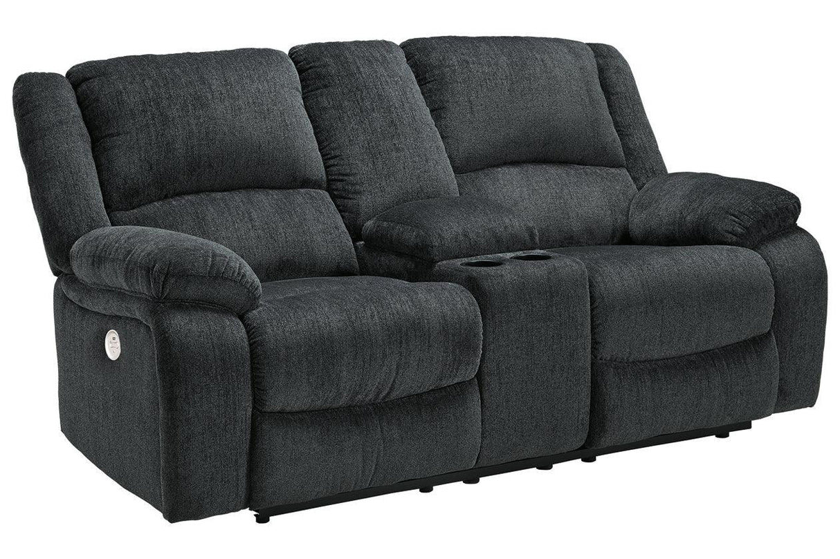 Draycoll Slate Power Reclining Loveseat with Console by Ashley at Eve Furniture